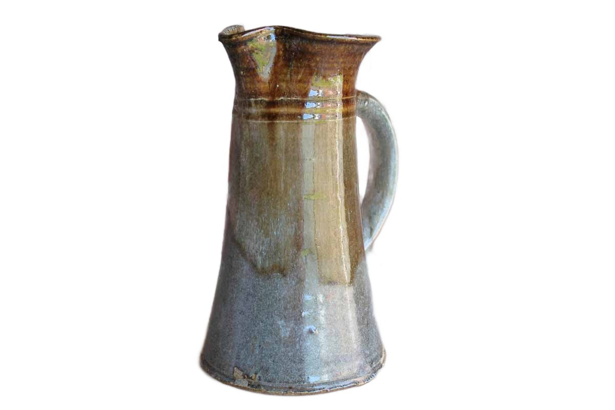 Organically Shaped Earthenware Water Pitcher Made in 1973