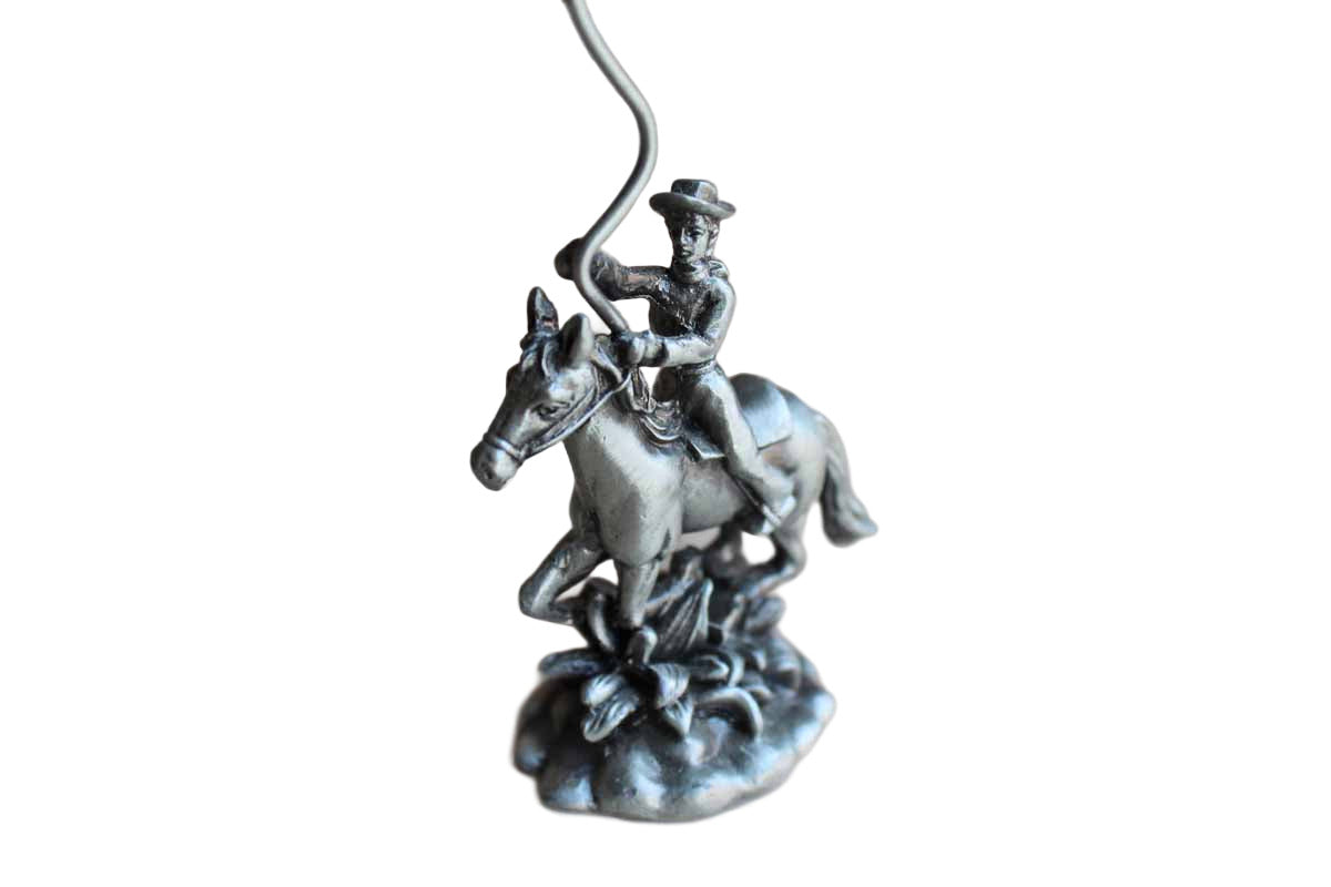 Silver Tone Metal Lassoing Cowboy Picture Holder
