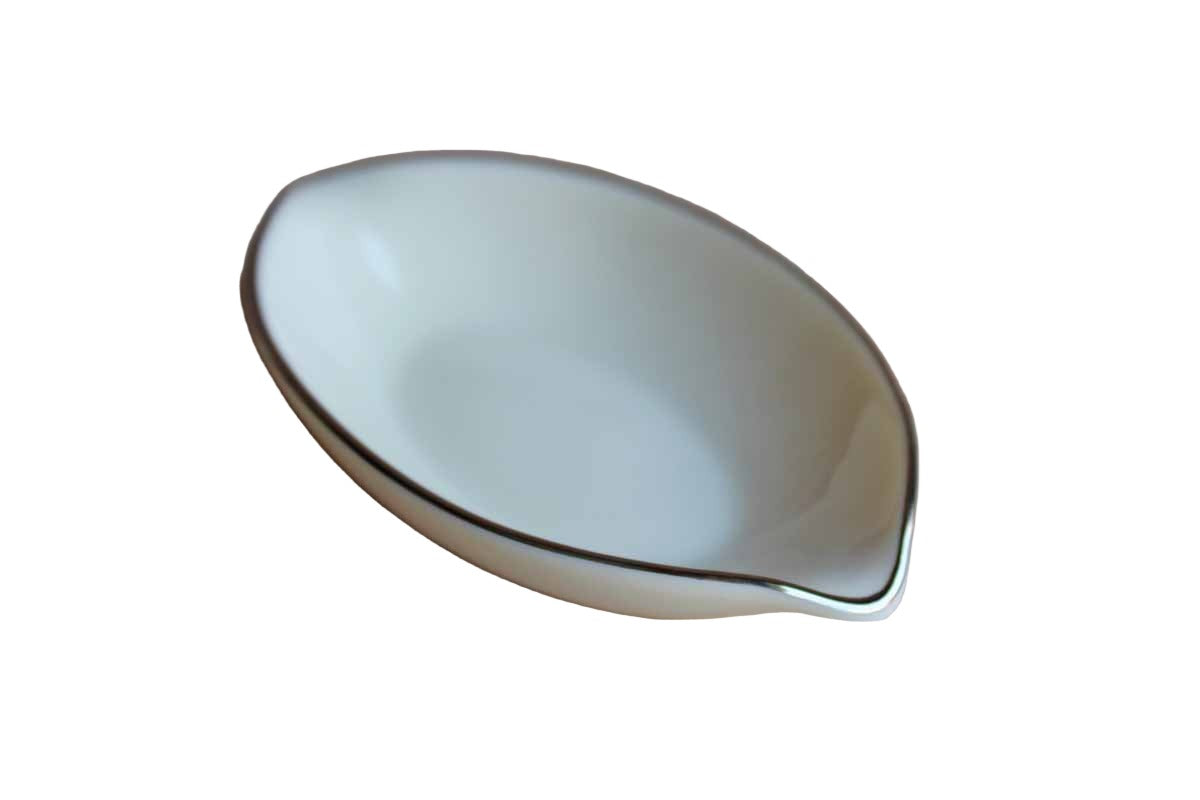 Lenox (USA) Small Porcelain Oval Trinket Dish with Silver Rim