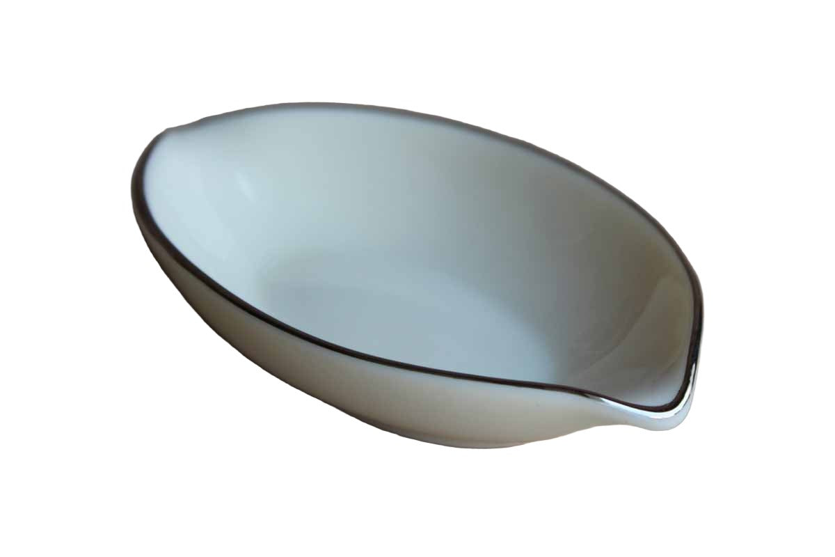 Lenox (USA) Small Porcelain Oval Trinket Dish with Silver Rim