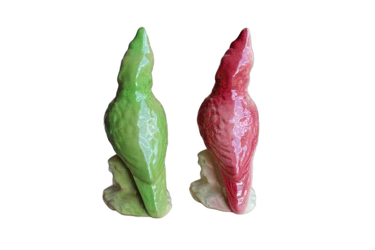 Ceramic Bird Figurines, A Pair