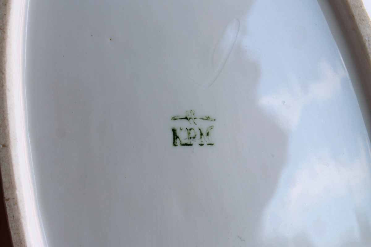 KPM China (Germany) Oval Porcelain Dish with Handpainted Flowers and Gilded Rim