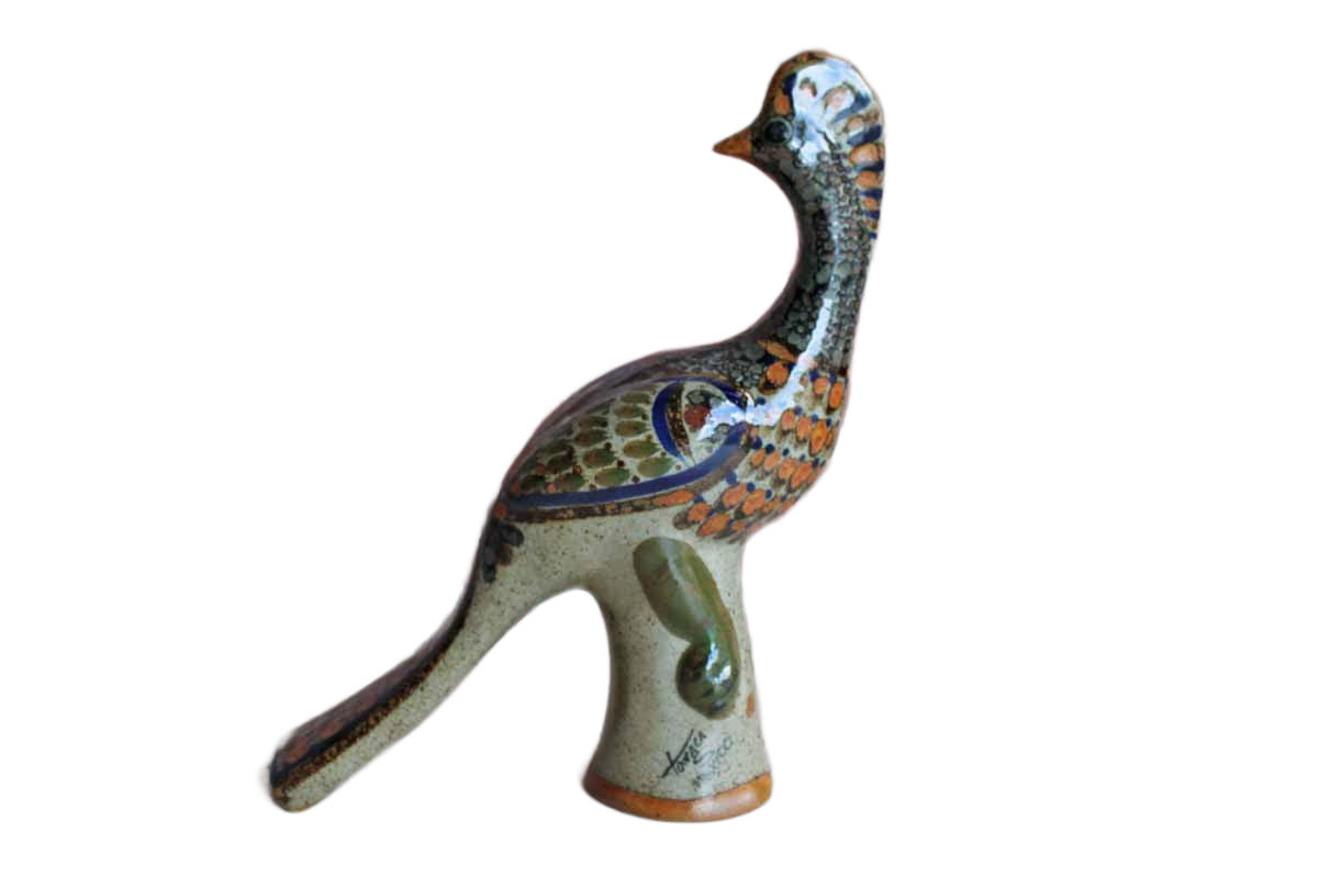 Tonala Mexico Large Stoneware Bird Figurine