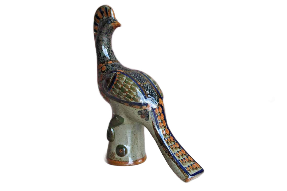 Tonala Mexico Large Stoneware Bird Figurine