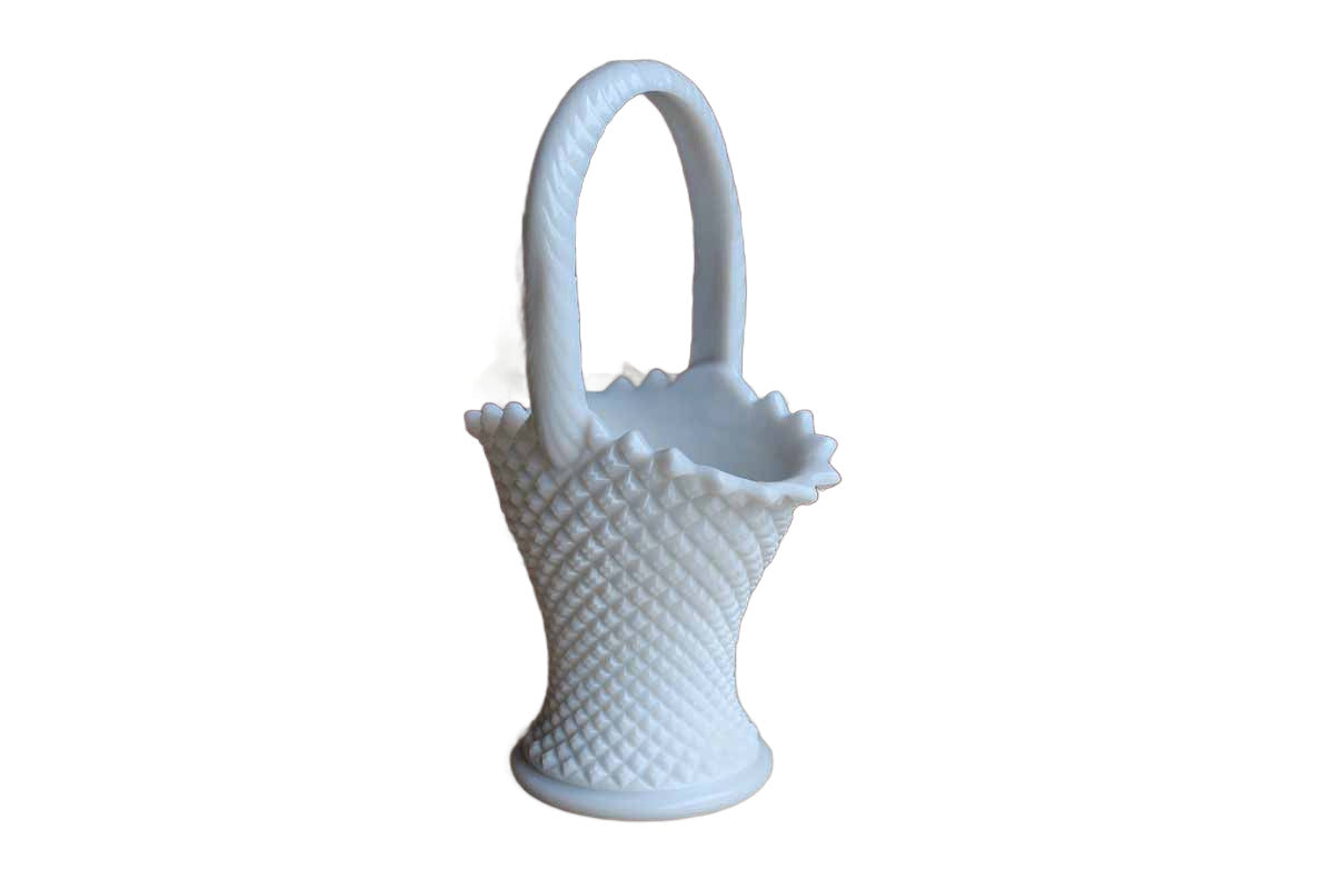 Westmoreland Glass Company (Pennsylvania, USA) 9" English Hobnail Glass Handled Basket