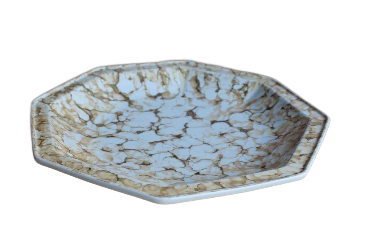 Georges Briard (USA) 11 3/8" Brown Marble Ware Octagonal Chop Plate