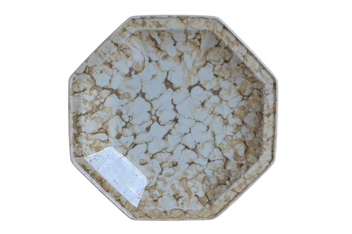 Georges Briard (USA) 11 3/8" Brown Marble Ware Octagonal Chop Plate