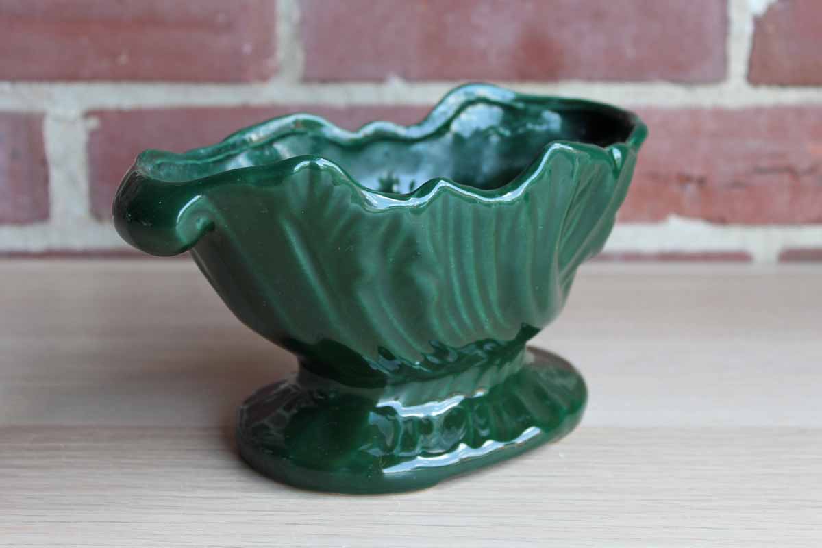 High Gloss Forest Green Footed Planter with Flower Detailing