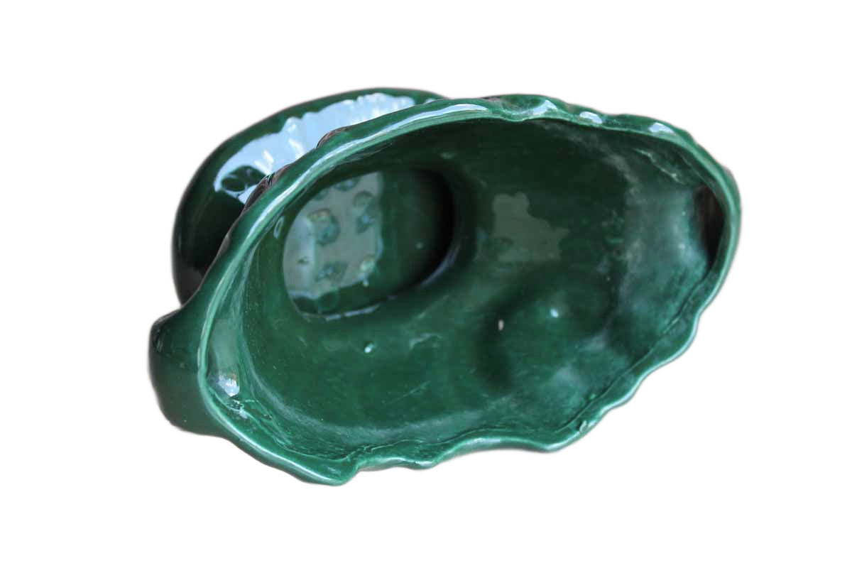 High Gloss Forest Green Footed Planter with Flower Detailing