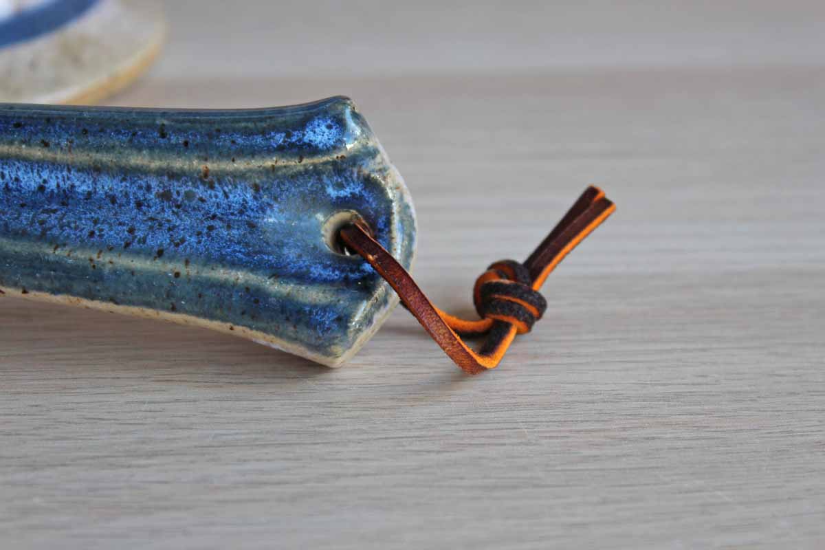 Handmade Stoneware Tureen with Matching Ladle Decorated in Blues and Purples (Pickup Only)