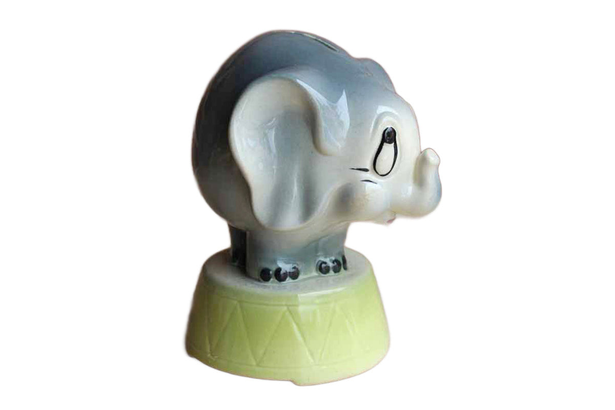 Cartoonish Circus Elephant Ceramic Coin Bank