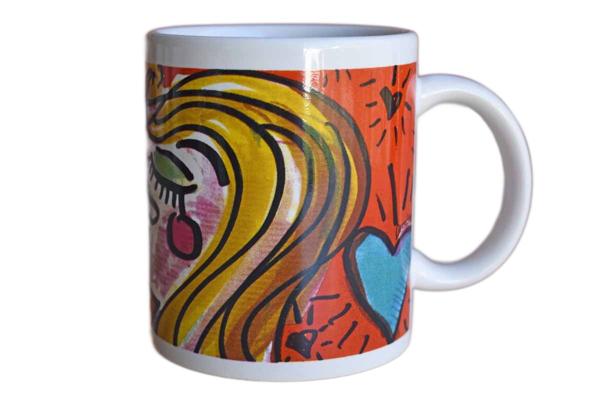 Ceramic Mug with 1990s Inspired Kissing Couple