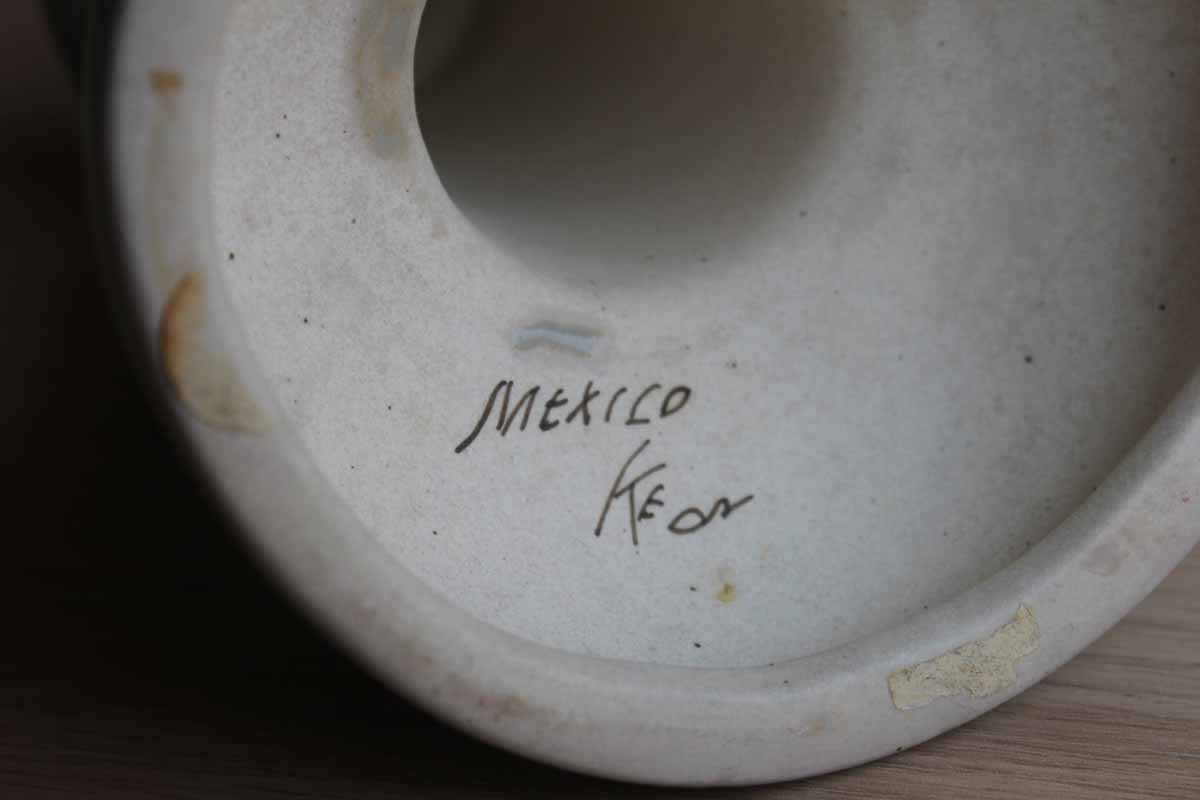 Ken Edwards Pottery (Mexico) Stoneware Candlesticks Decorated with Flowers, A Pair