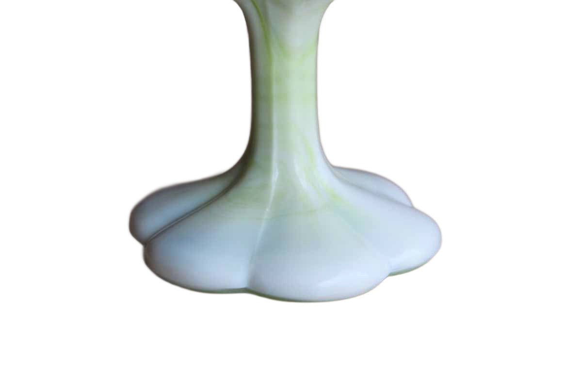 Kanawha Glass Company (West Virginia, USA) Marbelized Green Slag Glass Compote