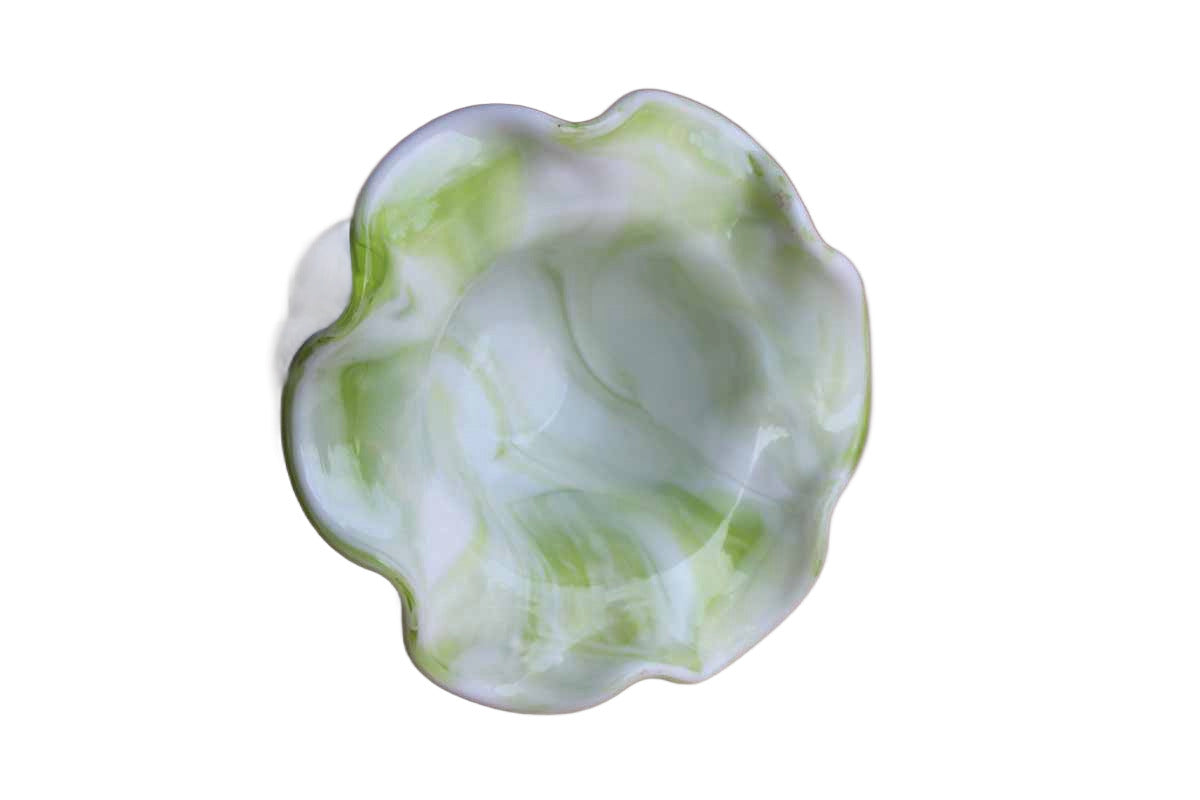 Kanawha Glass Company (West Virginia, USA) Marbelized Green Slag Glass Compote