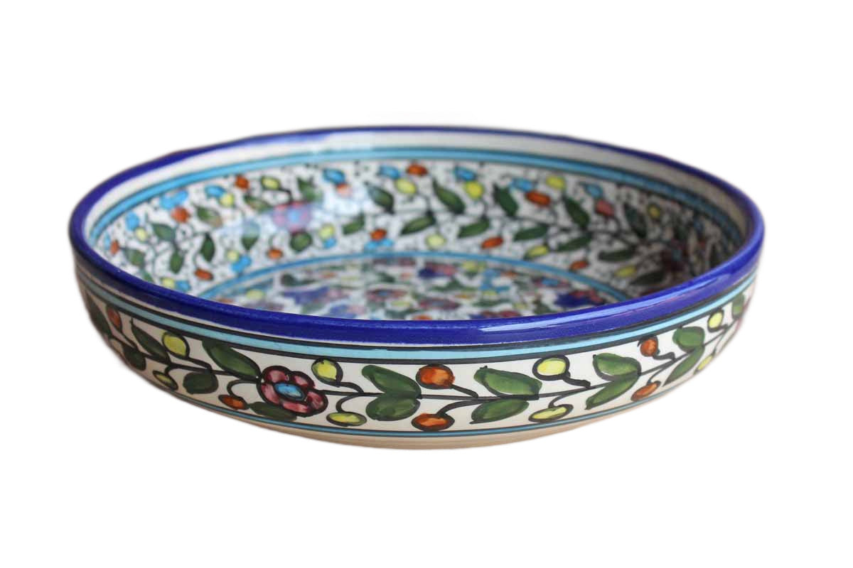 Hand-Painted Ceramic Bowl with Dense Floral Design