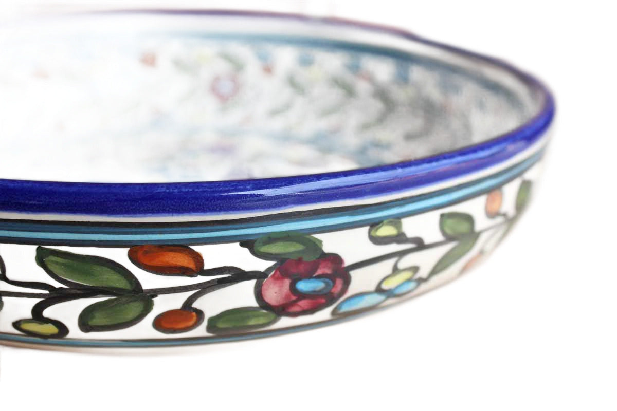 Hand-Painted Ceramic Bowl with Dense Floral Design