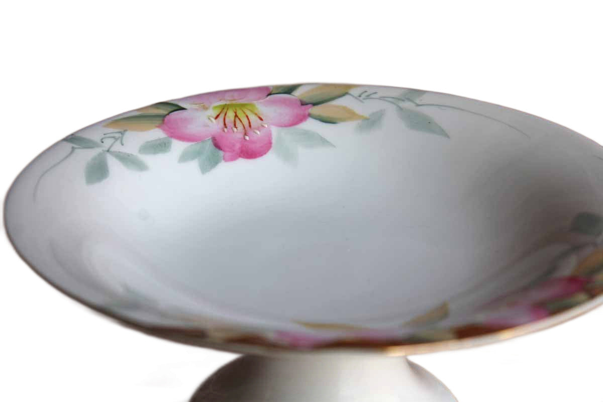 Noritake (Japan) Azalea Round Compote with Gold Trim