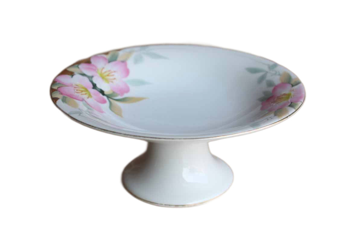 Noritake (Japan) Azalea Round Compote with Gold Trim