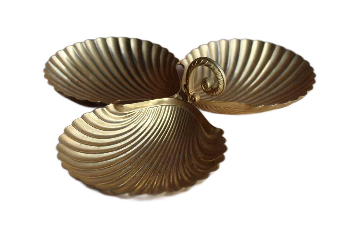 WMP Ikora (Germany) Clamshell Shaped 24 Karat Goldplate Divided Dish