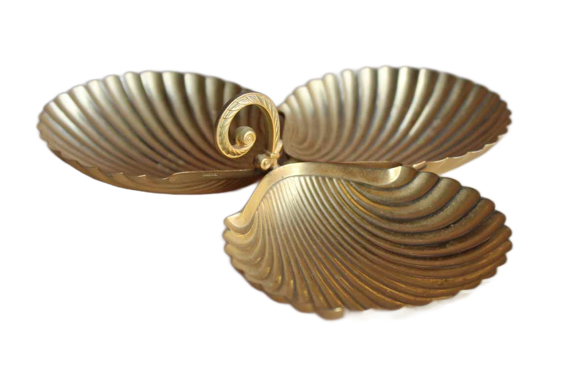 WMP Ikora (Germany) Clamshell Shaped 24 Karat Goldplate Divided Dish