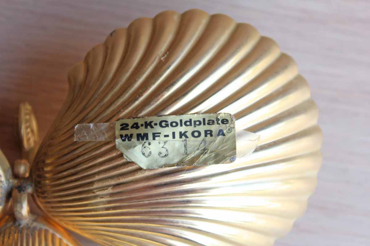 WMP Ikora (Germany) Clamshell Shaped 24 Karat Goldplate Divided Dish