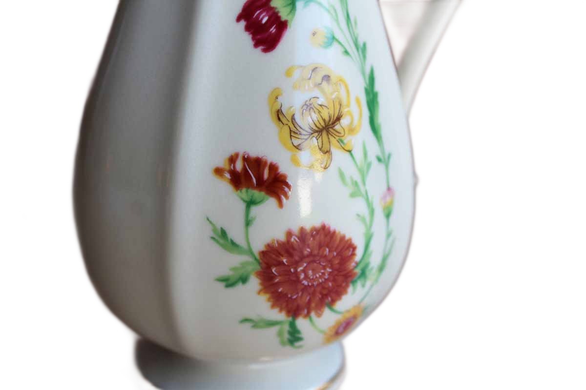 Royal Heritage China Porcelain Pitcher with Red and Yellow Flowers
