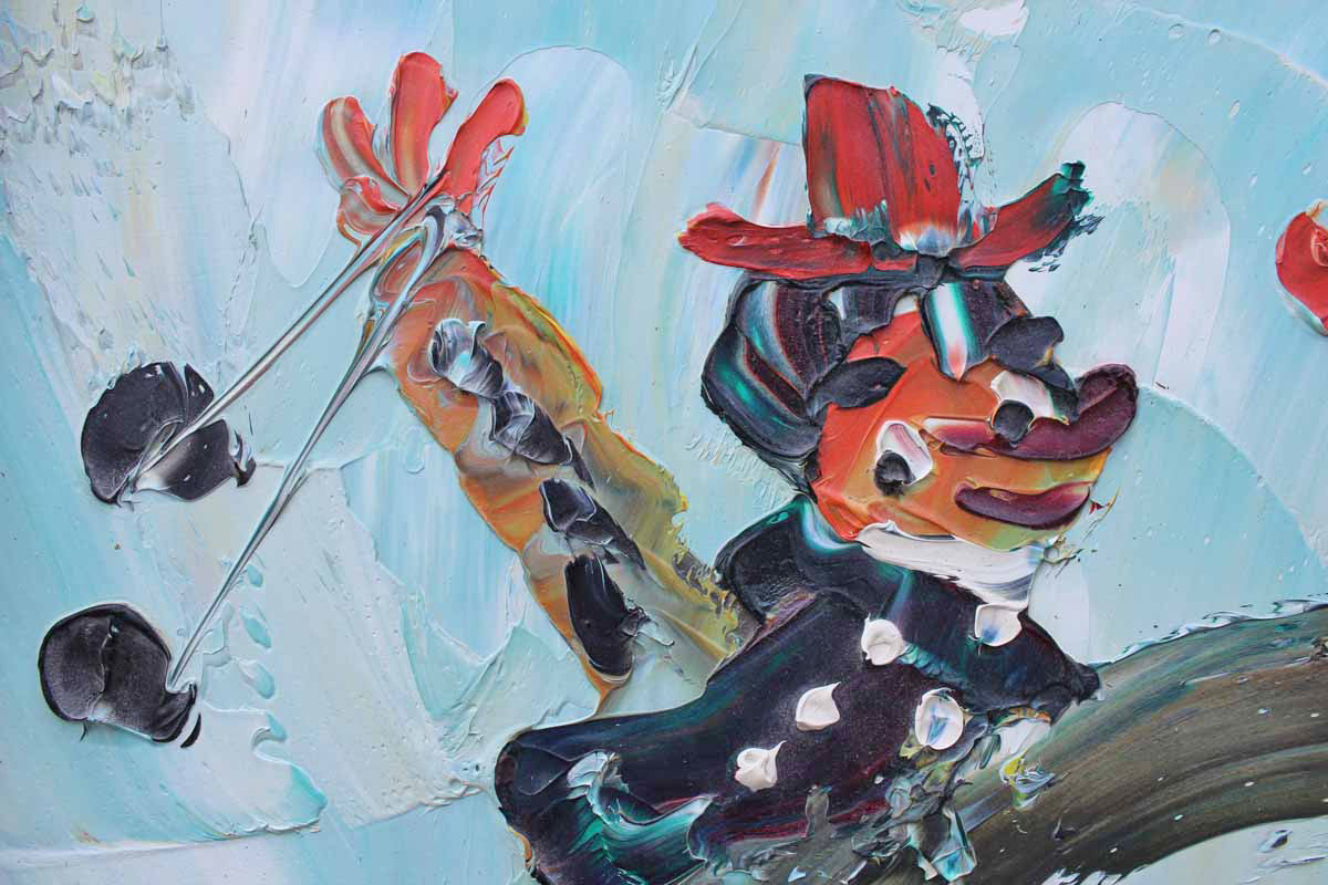 Original Oil Painting of a Juggling Clown by Morris Katz, 1987
