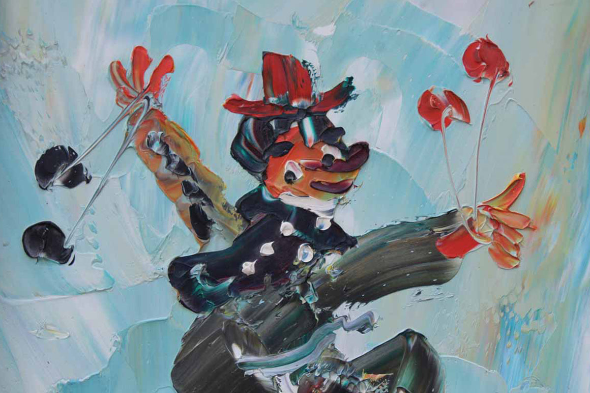 Original Oil Painting of a Juggling Clown by Morris Katz, 1987