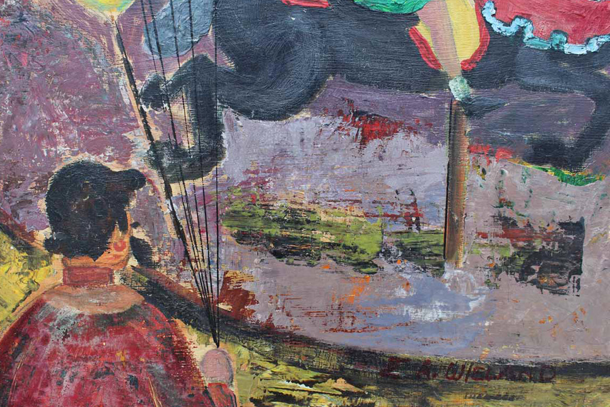 Signed & Framed Original Oil Painting of a Carousel Scene by E.A. Wieland