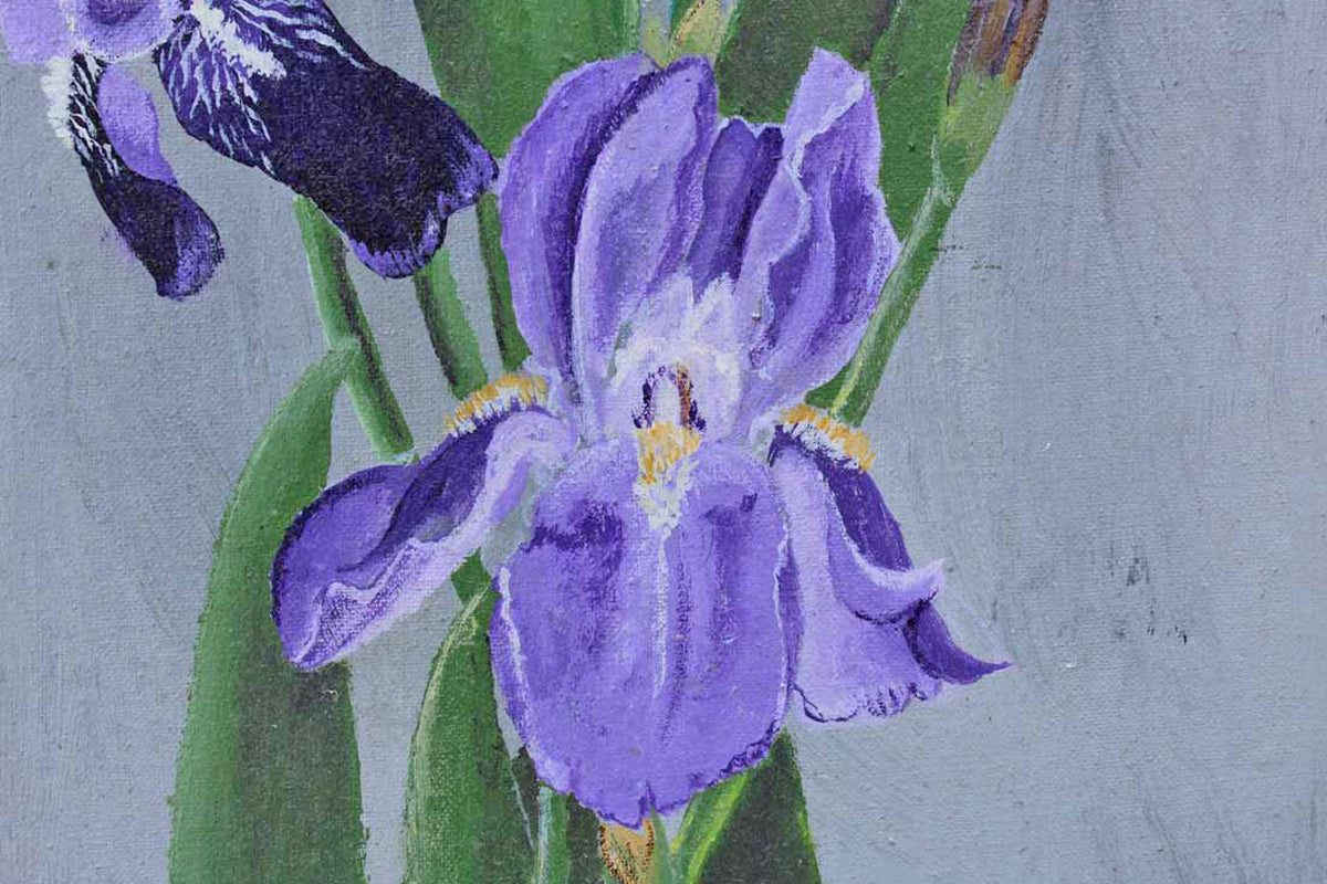 Original Acrylic Painting of an Iris Flower by Arlene E. Reichard 1971