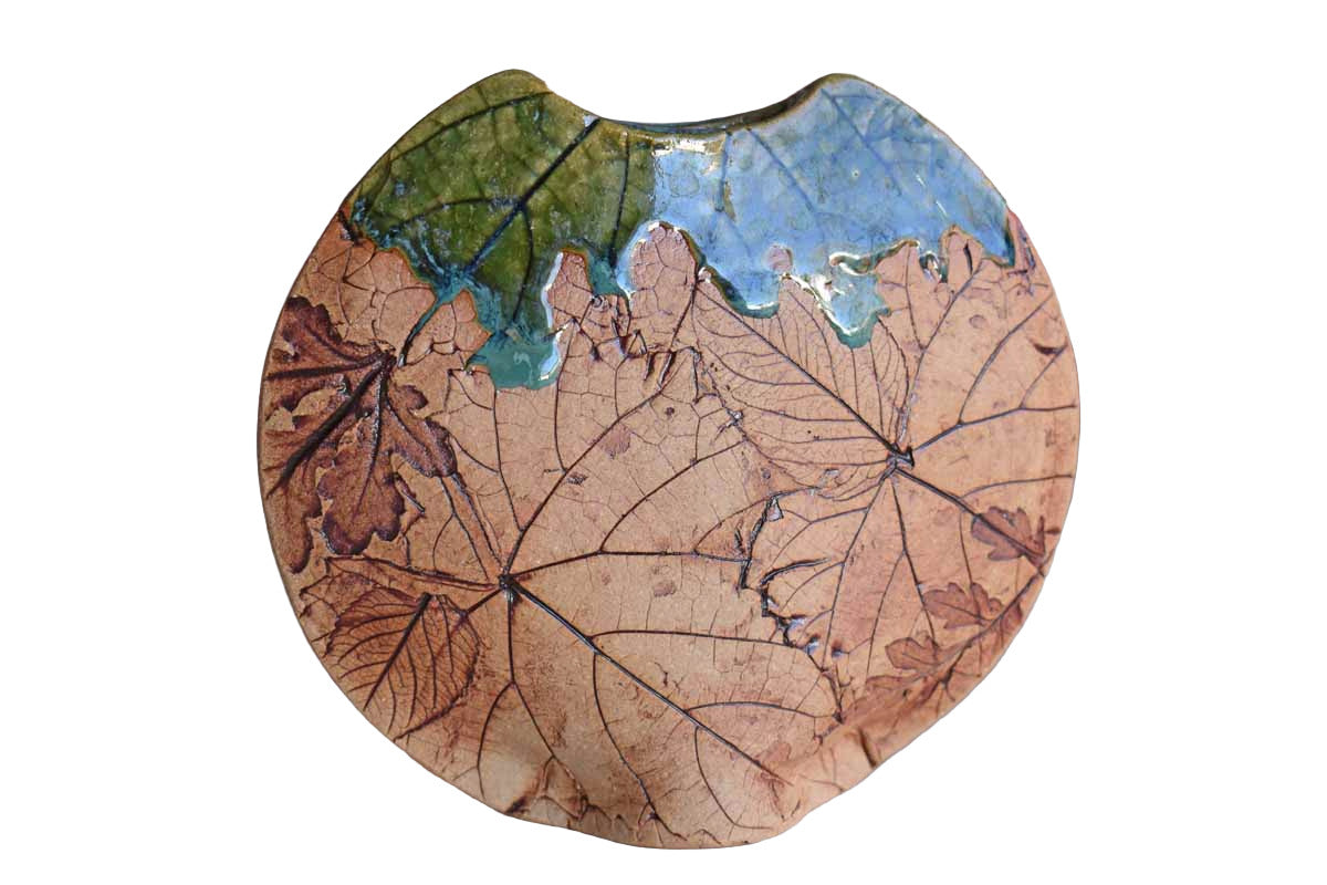 Small Pillow Vase with Incised Leaf and Bee Designs