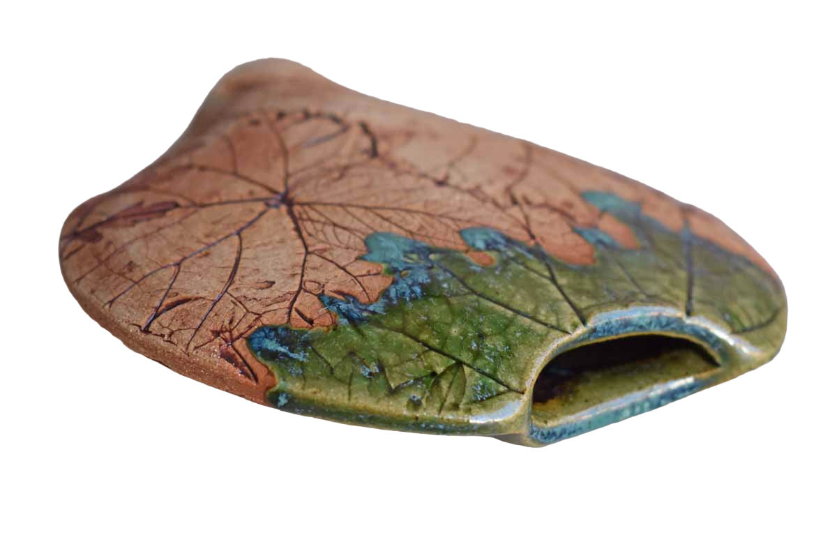 Small Pillow Vase with Incised Leaf and Bee Designs