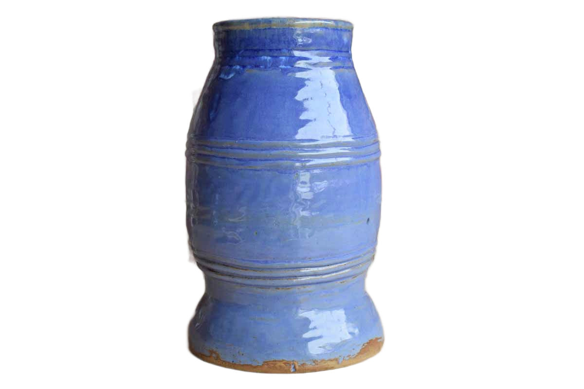 Tall Handmade Rough-Hewn Blue Vase