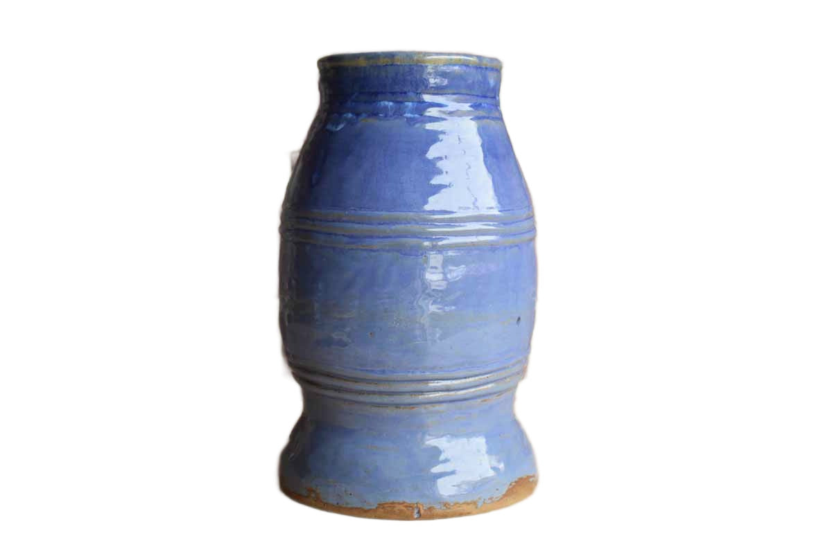 Tall Handmade Rough-Hewn Blue Vase