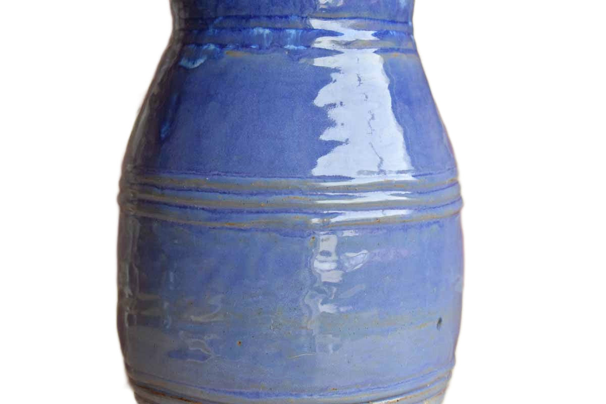 Tall Handmade Rough-Hewn Blue Vase