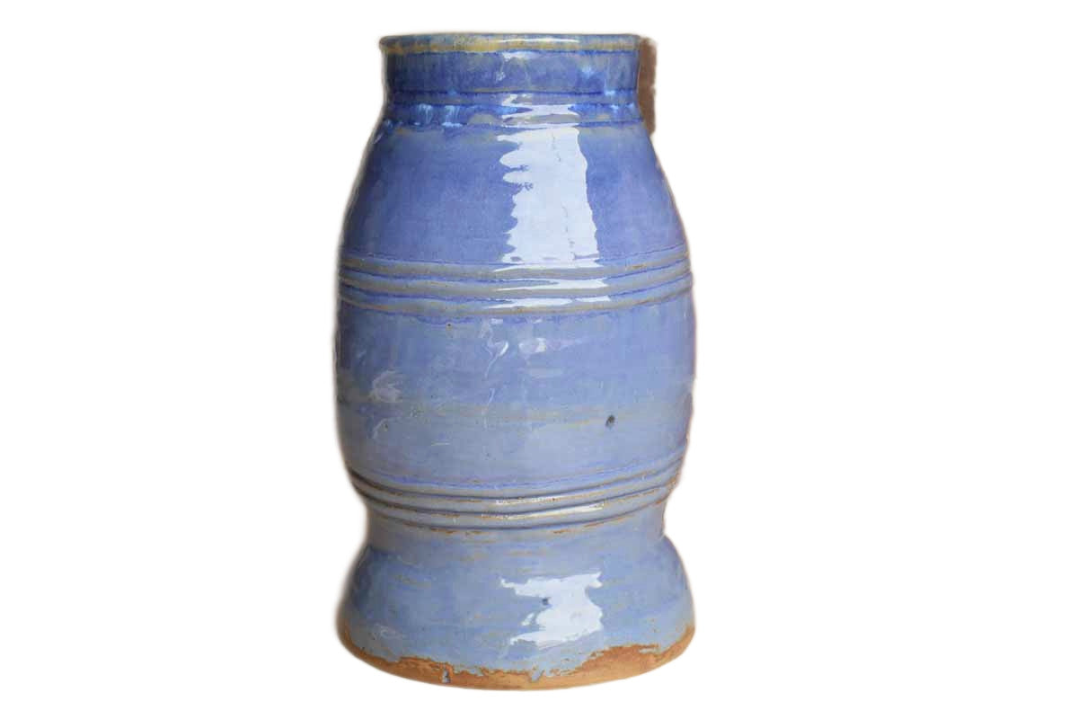 Tall Handmade Rough-Hewn Blue Vase