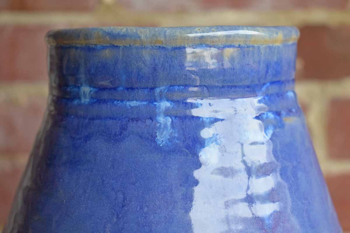 Tall Handmade Rough-Hewn Blue Vase