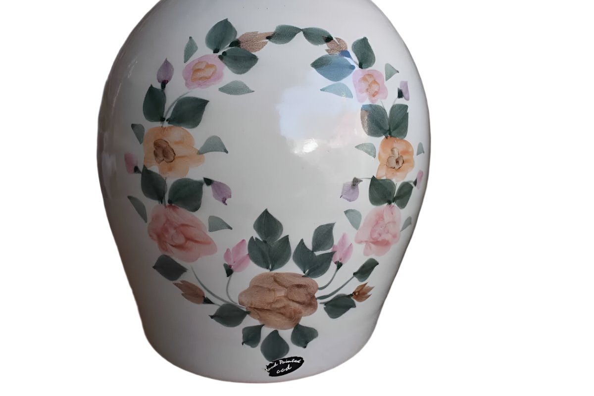 Large CCD Table Lamps with Hand Painted Flower Wreaths (Pickup Only)