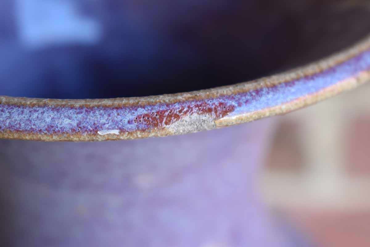 Large Stoneware Vase with Purple Bands and Stripes (Pickup Only)