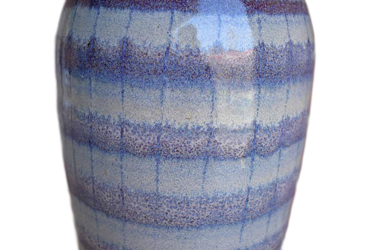 Large Stoneware Vase with Purple Bands and Stripes (Pickup Only)