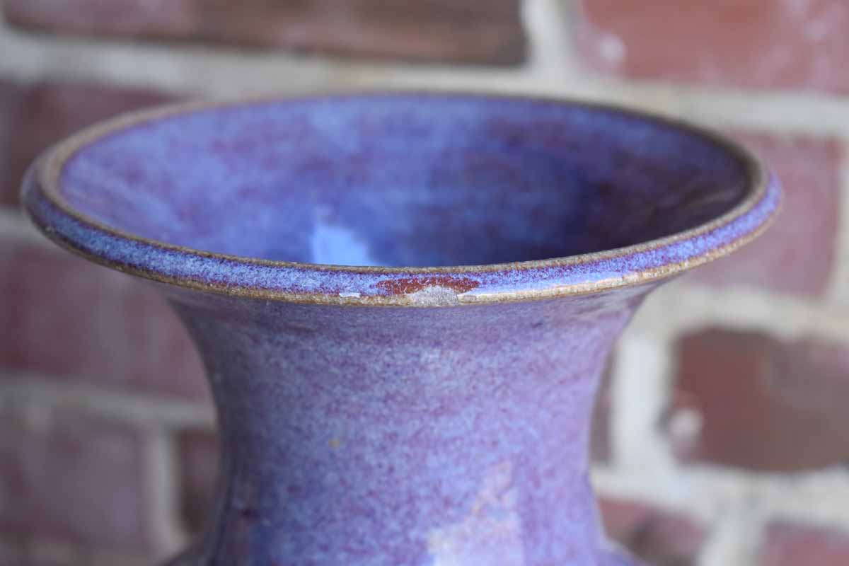 Large Stoneware Vase with Purple Bands and Stripes (Pickup Only)