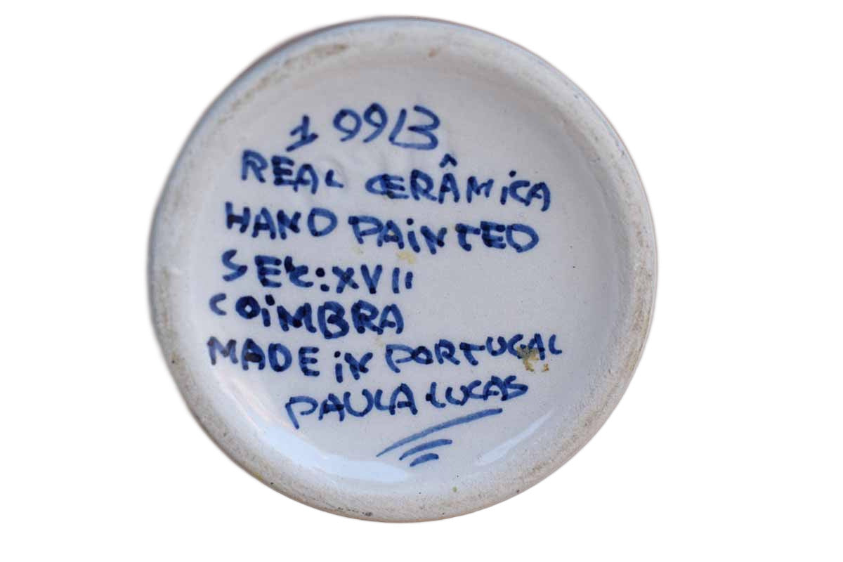 Ceramica de Coimbra Portugal Earthenware Box with Bird and Flowers on Lid