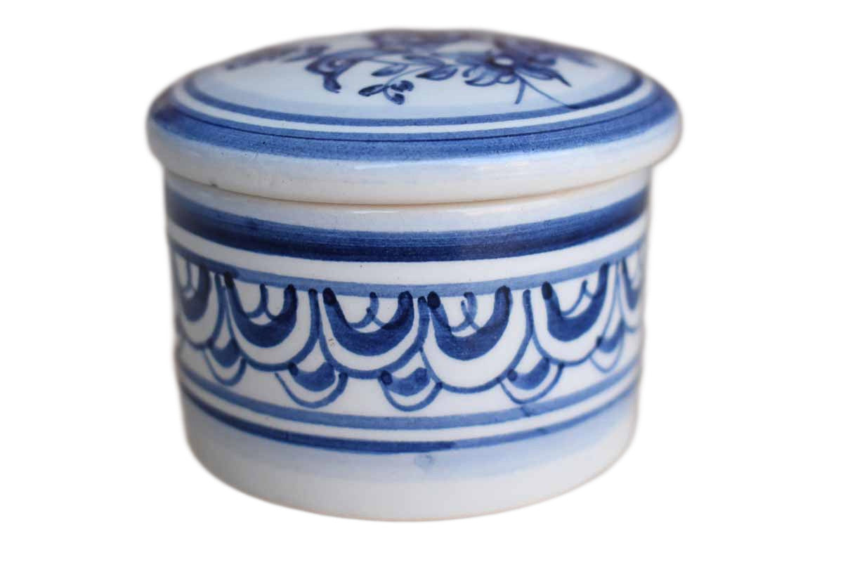 Ceramica de Coimbra Portugal Earthenware Box with Bird and Flowers on Lid