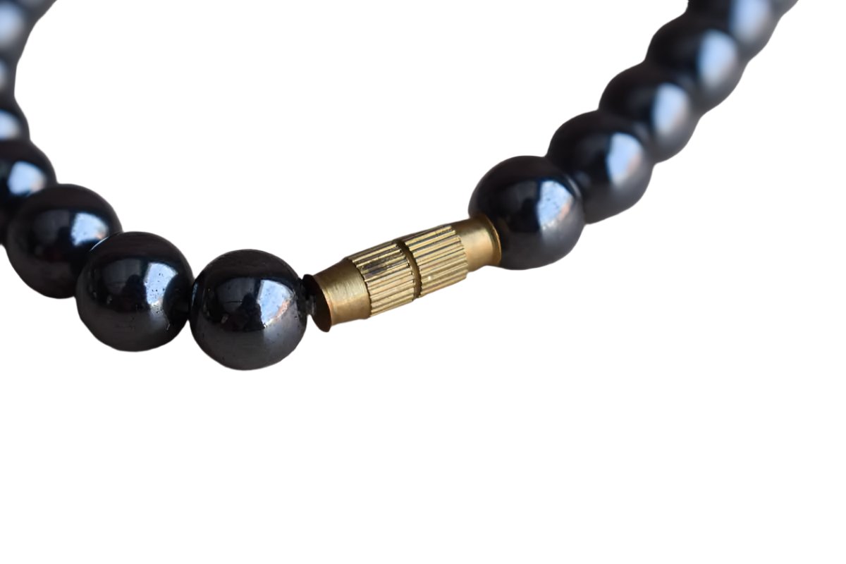 Metallic Hematite Necklace with Barrel Clasp