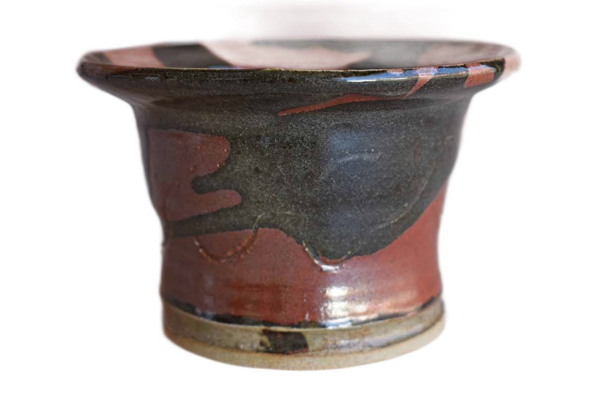 Brick Red and Black Stoneware Candle Votive Holder