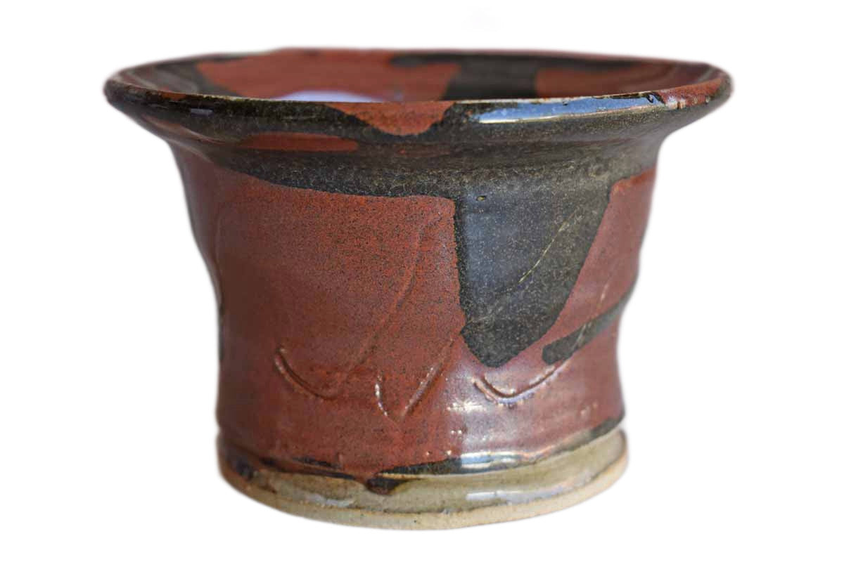 Brick Red and Black Stoneware Candle Votive Holder