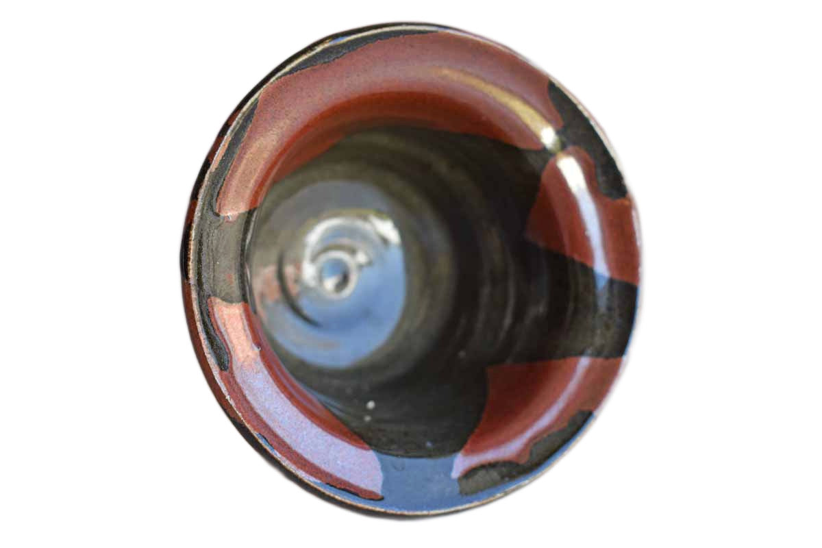 Brick Red and Black Stoneware Candle Votive Holder