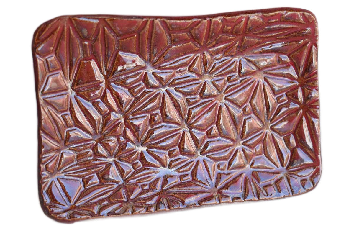 Little Brick Red Tray with Incised Snowflake Patterns