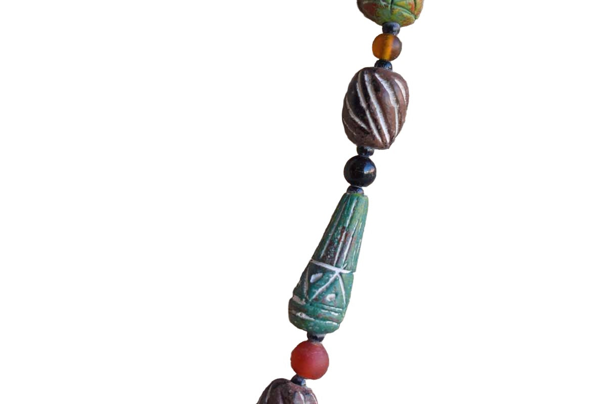 Colorful Carved Beaded Necklace